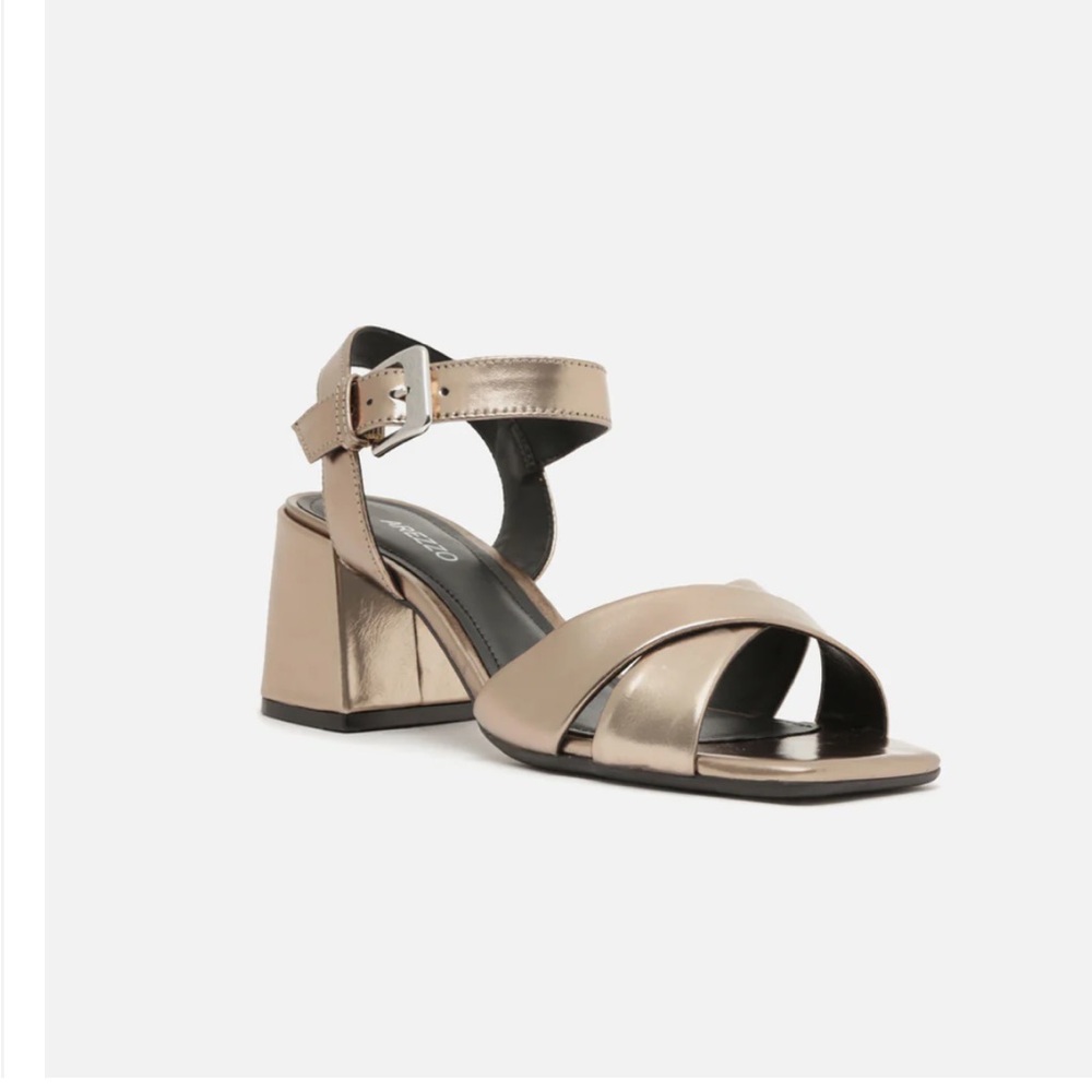 Arezzo Hannah mid block sandal metallic